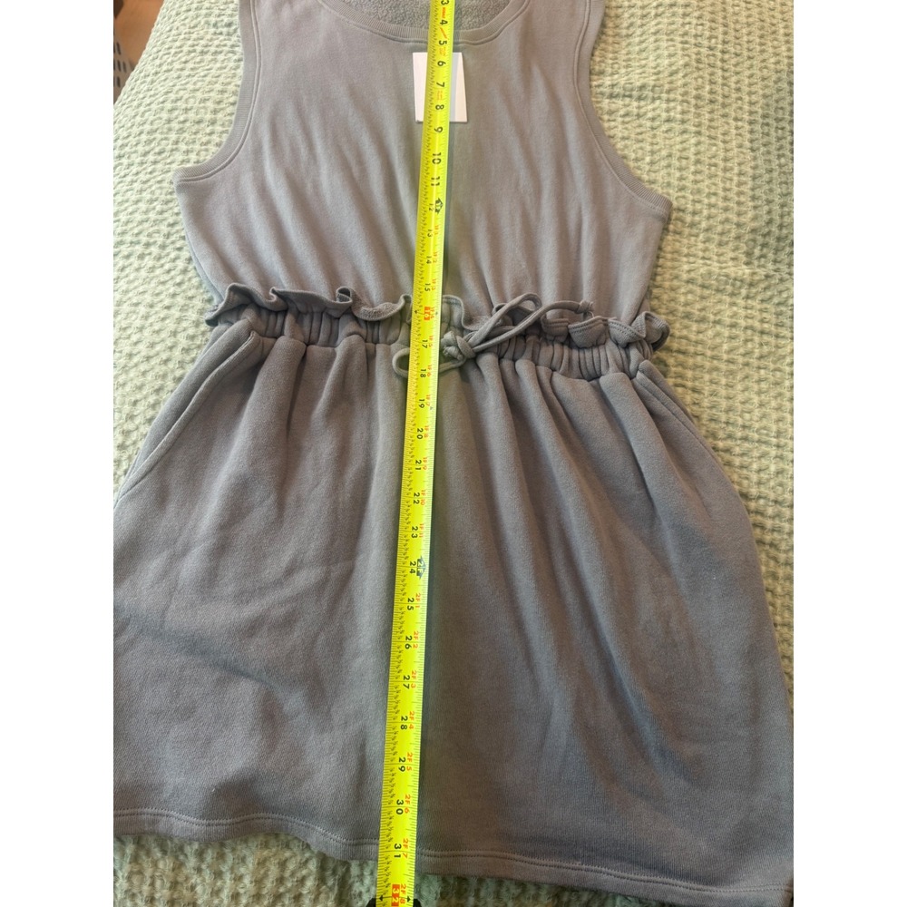 Lovers and Friends Grey Cotton Fleece Sleeveless Drawstring Waist Mini Dress M - Picture 7 of 8